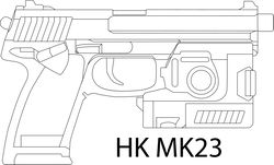 HK MK23 Hand Gun LINE ART vector file laser engraving, cnc router, cutting, engraving, cricut, vinyl cutting file