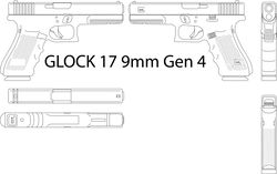 GLOCK 17 9mm Gen 4 LINE ART vector file laser engraving, cnc router, cutting, engraving, cricut, vinyl cutting file