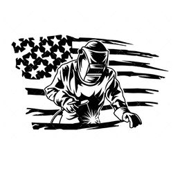 Welder with flag SVG, PNG, PDF, Welding USA Flag SVG, Ironworker SVG