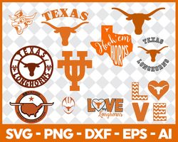 Texas Longhorns Svg Bundle, Texas Longhorns Svg, Sport Svg, Ncaa Svg, Png, Dxf, Eps Digital file.