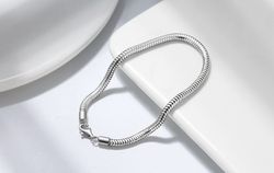 925 Sterling Silver 3.0mm Mesh Popcorn Chain Bracelet for Men Women