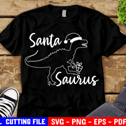 Christmas T-rex Svg, Santa Svg, Santa Dinosaur Svg, Boy Christmas Svg, Kids Dino Shirt Svg, Santa Hat Svg File