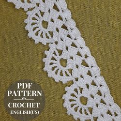 Crochet lace border pattern, crochet lace edging pattern, crochet trim tutorial, crochet Instructions border pattern pdf