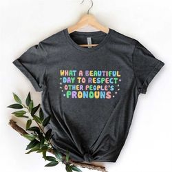 What A Beautiful Day to Respect Other People's Pronouns Shirt, LGBT Sweatshirt, Pride T-Shirt, Lesbian Gay Transgender,