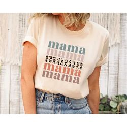 Mama Shirt, Mama Leopard Sweatshirt, Retro Mama Tshirt, Boho Mom Shirt, Pregnancy Reveal, Gift for Mom, Cool Mom, Mom Li