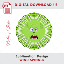 Funny Monster Face Sublimation Design - Wind Spinner Sublimation - Sublimation Template