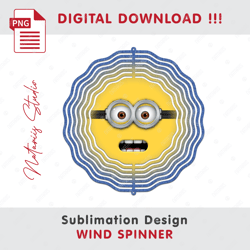 Funny Minion Face Sublimation Design - Wind Spinner Sublimation - Sublimation Template
