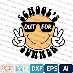 Happy Last Day Of School Svg, Funny Smiley Schools Out For Summer Svg, Teacher Summer Holiday Svg, End Of the School Yea