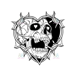 Skull Lovers Svg, Halloween Svg, Skull Svg, Skull Heart Svg, Bone Heart Svg