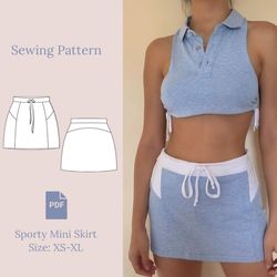 sporty skirt sewing pattern pdf xs-xl