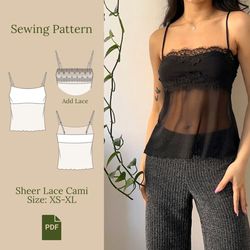 Sheer Lace Cami Sewing Pattern PDF S-XL