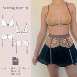 lace bralette & garter set pdf sewing pattern