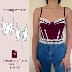 cottagecore corset sewing pattern pdf 34a-34d