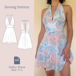 Halter Dress Sewing Pattern PDF S-L