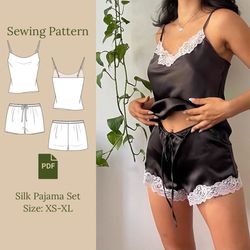 silk pajama set sewing pattern pdf xs-xl