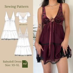 Babydoll Dress Sewing Pattern PDF XS-XL
