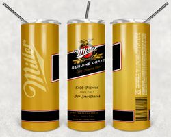 Miller Genuine Draft Can Tumbler Png, Miller Genuine Draft Can 20oz Skinny Sublimation Designs Png, Drinks Tumbler Png