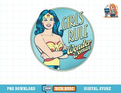Kids DC Comics Wonder Woman Girls Rule Single Portrait Text T-Shirt copy png