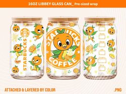 Orange Bird 16oz Glass Can Png File Digital Download , Disney Can Glass Wrap, Starbucks Can Tumbler download Png
