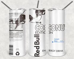 Red Bull Coconut Tumbler Png, Red Bull Coconut 20oz Skinny Sublimation Designs Png, Drinks Tumbler Png
