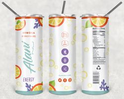 Alani Mimosa Energy Drink Tumbler Png, Alani Mimosa Energy Drink 20oz Skinny Sublimation Designs Png, Drinks Tumbler Png