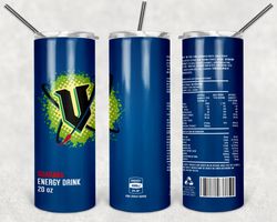 Blue V Energy Drink Tumbler Png, Blue V Energy Drink 20oz Skinny Sublimation Designs Png, Drinks Tumbler Png