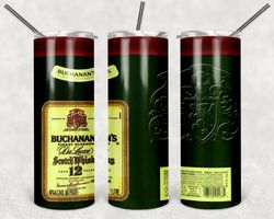 Buchanans Scotch Bottle Tumbler Png, Buchanans Scotch Bottle 20oz Skinny Sublimation Designs Png, Drinks Tumbler Png