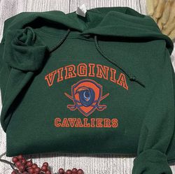 Virginia Cavaliers Embroidered Crewneck, NCAA Embroidered Sweatshirt, Inspired Embroidered Sport Hoodie,Unisex Tshirt