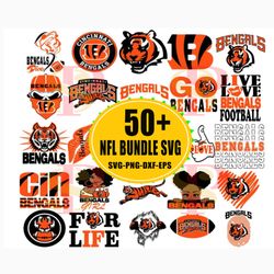 Mega 50 Cincinnati Bengals Football Svg Bundle, Sport Svg, Cincinnati Bengals, Bengals Svg, Bengals Logo Svg, Love Benga