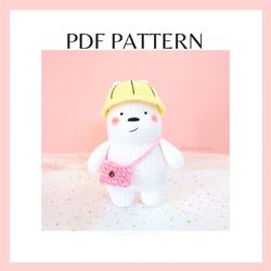 Ice bear crochet pattern. Amigurumi crochet pattern. We bare bears crochet pattern. Cute ice bear pattern. Plushies ice