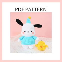 P.O.C.H.A.C.C.O cute dog crochet pattern. Cute dog amigurumi crochet pattern. PDF pattern. Amigurumi pattern. Stuffed