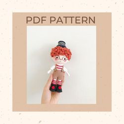 Little Halloween Clown crochet pattern. Amigurumi crochet pattern. Doll pattern. PDF file.