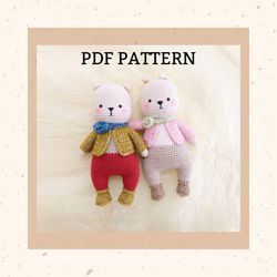 Bear and Bunny. Crochet pattern. Amigurumi pattern. Stuffed amigurumi. PDF pattern. Crochet tutorials. Toy for kid