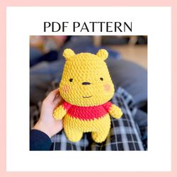 Chunky Pooh crochet pattern. P.O.O.H amigurumi crochet pattern. PDFfile..