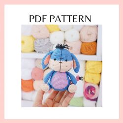 Eeyore donkey crochet pattern. Amigurumi crochet pattern. PDF file.
