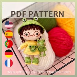 frogy doll crochet pattern. amigurumi crochet pattern. amigurumi doll. doll pattern. pdf file.