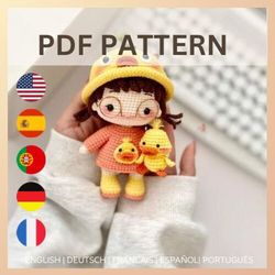 duckling crochet doll pattern. amigurumi crochet pattern. crocheted doll pattern. pdf file.
