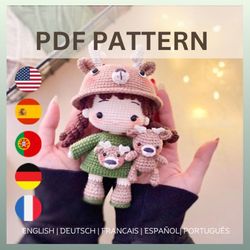 deer crochet doll pattern. amigurumi doll crochet pattern. crochet doll pattern. pdf file.