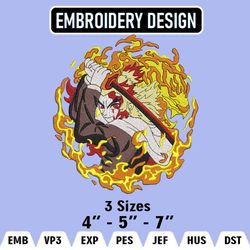Kimetsu no Yaiba  Embroidery Files, Kyojuro Rengoku, Anime Inspired Embroidery Design, Machine Embroidery Design