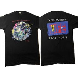 Neil Young & Crazy House Life Tour 1987 T-Shirt, 80s Neil Young Life Tour Concert T-Shirt, Anniversary Gift for Fans