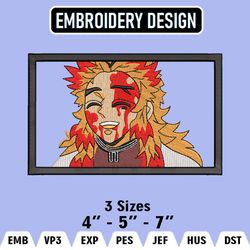 Kimetsu no Yaiba  Embroidery Files, Kyojuro Rengoku, Anime Inspired Embroidery Design, Machine Embroidery Design