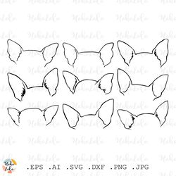 Chihuahua Ears Svg, Outline Dog Svg, Dog Cricut, Chihuahua Silhouette, Templates Dxf, Clipart Png, Chihuahua Ears Cricut