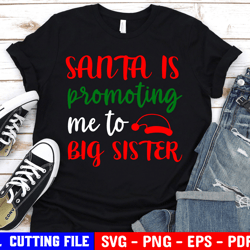 Santa Is Promoting Me To Big Sister Svg, Pregnancy Svg, Kids Christmas Shirt Svg, Cousins Svg, Siblings Svg For Cricut