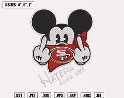 Mickey Mouse with San Francisco 49Ers Embroidery Designs File, San Francisco 49ers Machine Embroidery Designs,