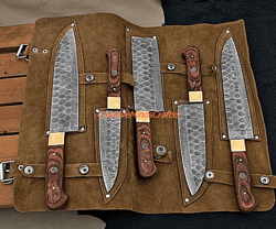 kitchen knife cooking gift, custom hand forged damascus steel knives set, kitchen tools, set of kitchen utensils