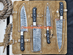 hand forged chef knife set,kitchen knife set,4 piece set handmade knives,a plus grade cooking knives,christmas present