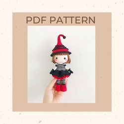 little halloween doll crochet pattern. amigurumi doll crochet pattern. pdf file.