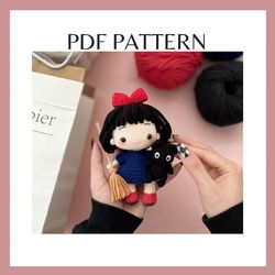 navy blue dress doll witch. amigurumi doll. amigurumi crochet pattern. crochet doll pattern. amigurumi doll pattern. pdf