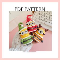Christmas yellow buddies crochet pattern. PDF file. Banana buddies crochet pattern. Amigurumi crochet pattern.