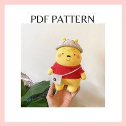 Yellow P.O.O.H bear crochet pattern. Amigurumi crochet pattern. PDF file.